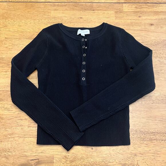 Promise the Label Tops - Promise the Label Boutique Black Ribbed Long Sleeve Top Size S